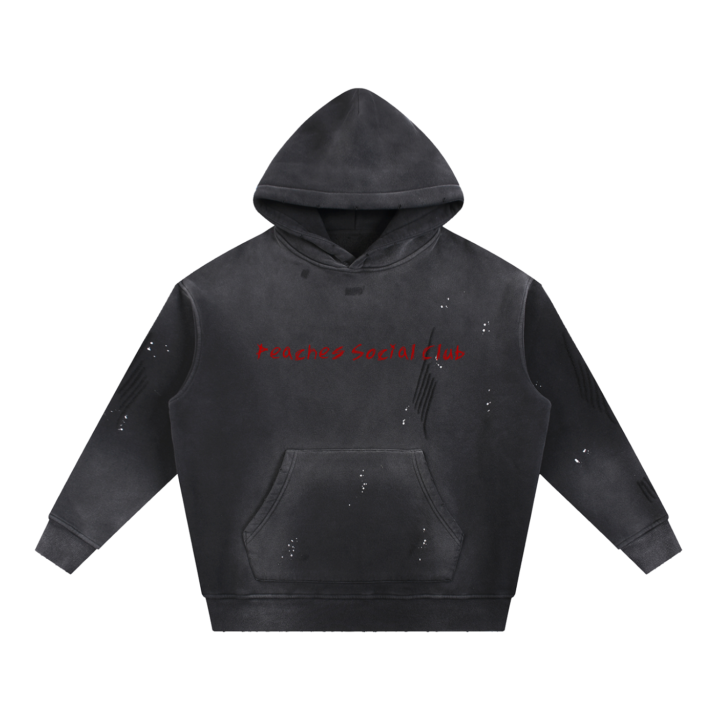 Vintage Washed Frayed Fleece Hoodie